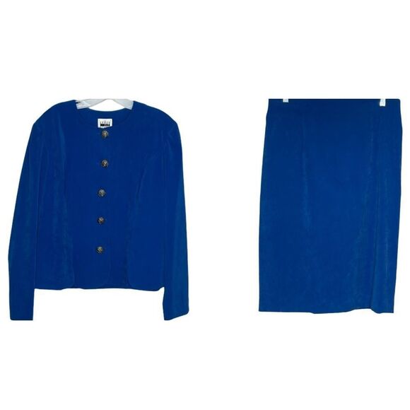 Vintage Leslie Fay Skirt Set Blue - Picture 1 of 15